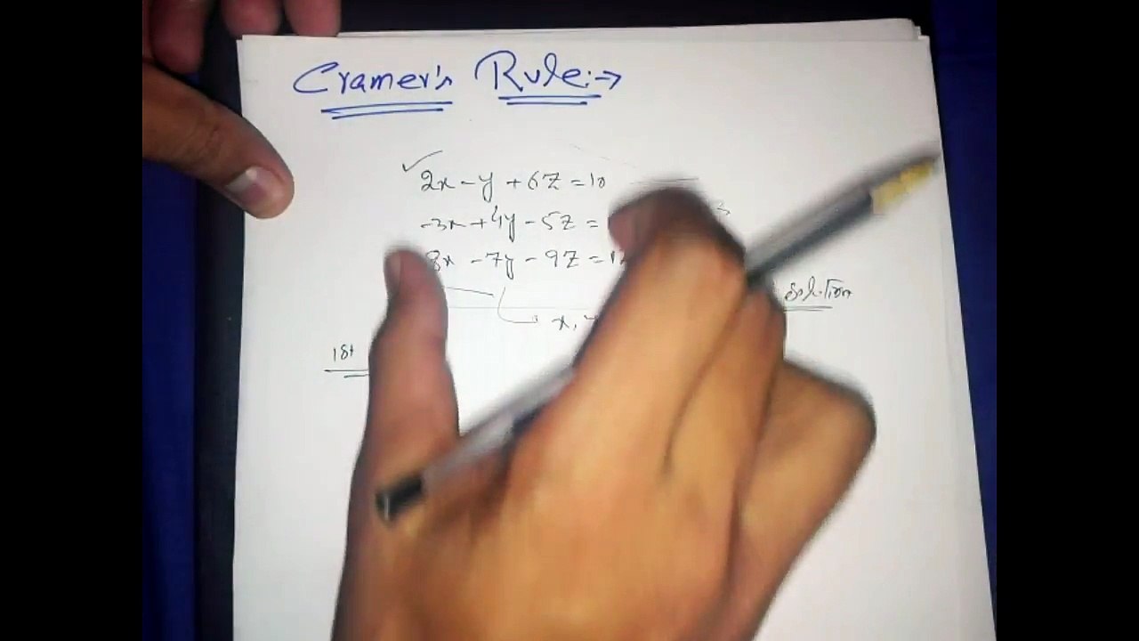 Cramer's Rule Easiest method for Solving a System of 3 variable Linear Equations...