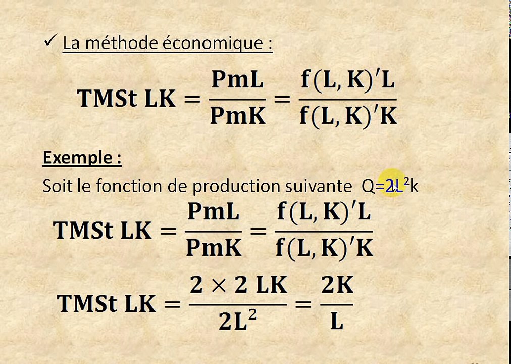 Microéconomie S2 partie 6 le taux marginal de substitution technique TMSt