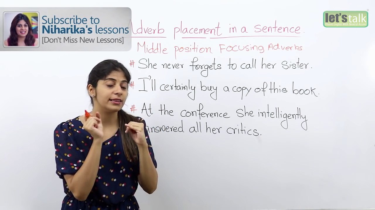 English Grammar lesson - Types of Adverbs and their position in a sentence