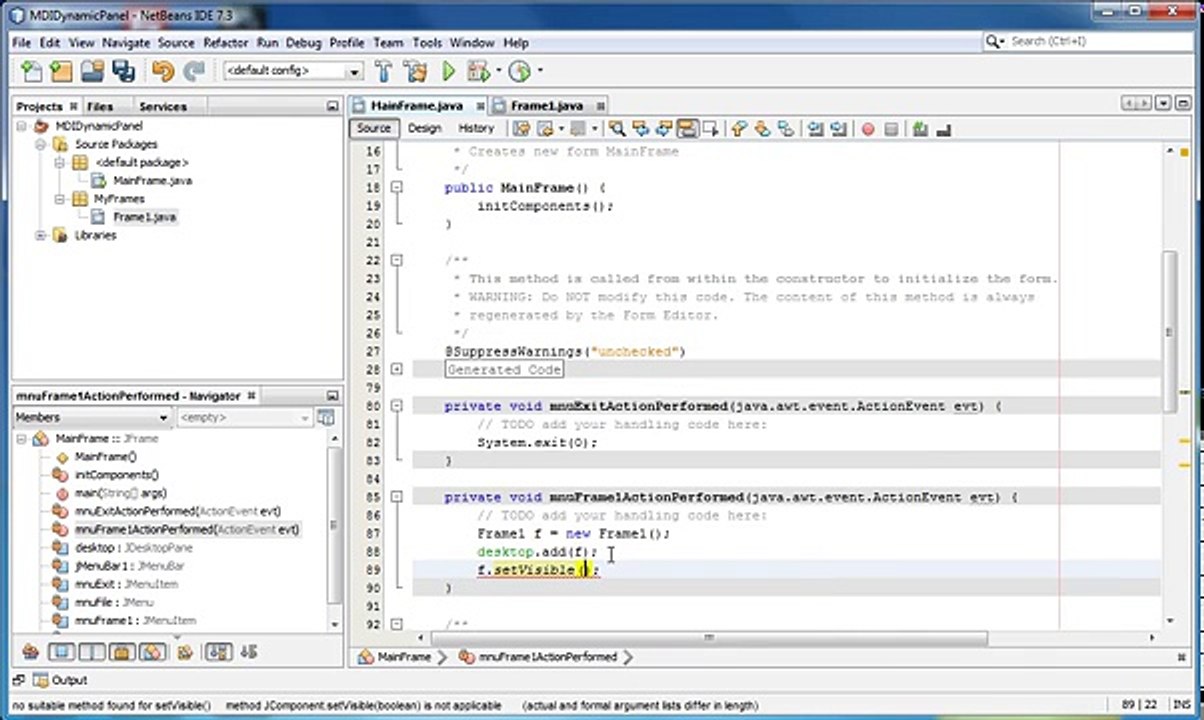 Create Dynamic Panel with NetBeans