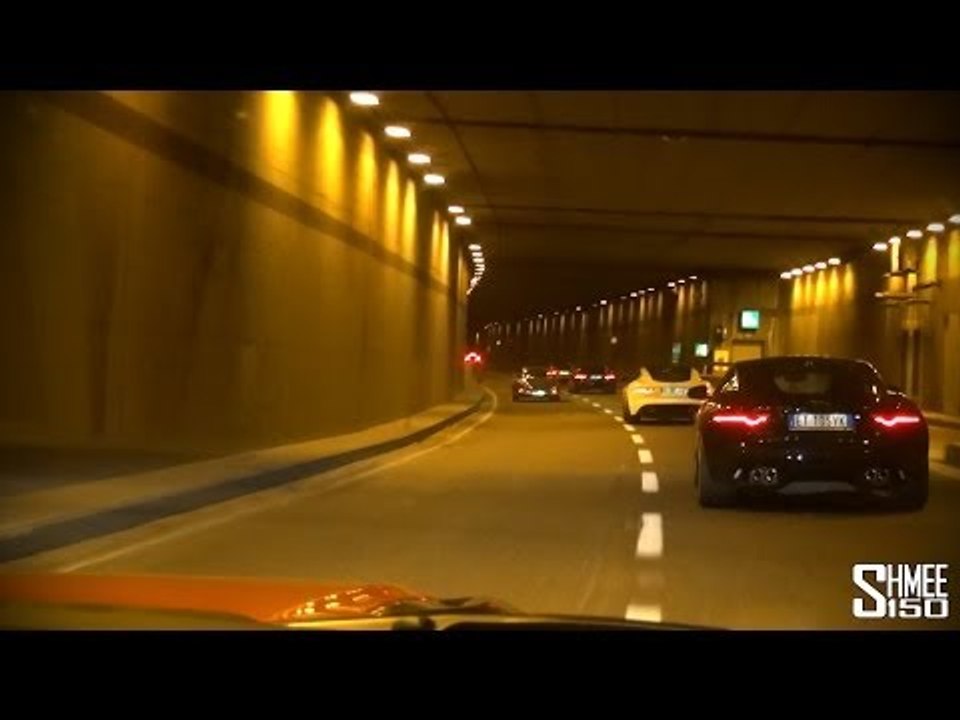 Nine Jaguar F-Type Rs Attack the Italian Tunnels