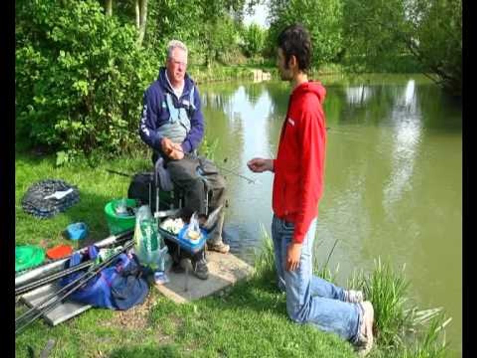Dapping for carp with a pole, bread and dog biscuits