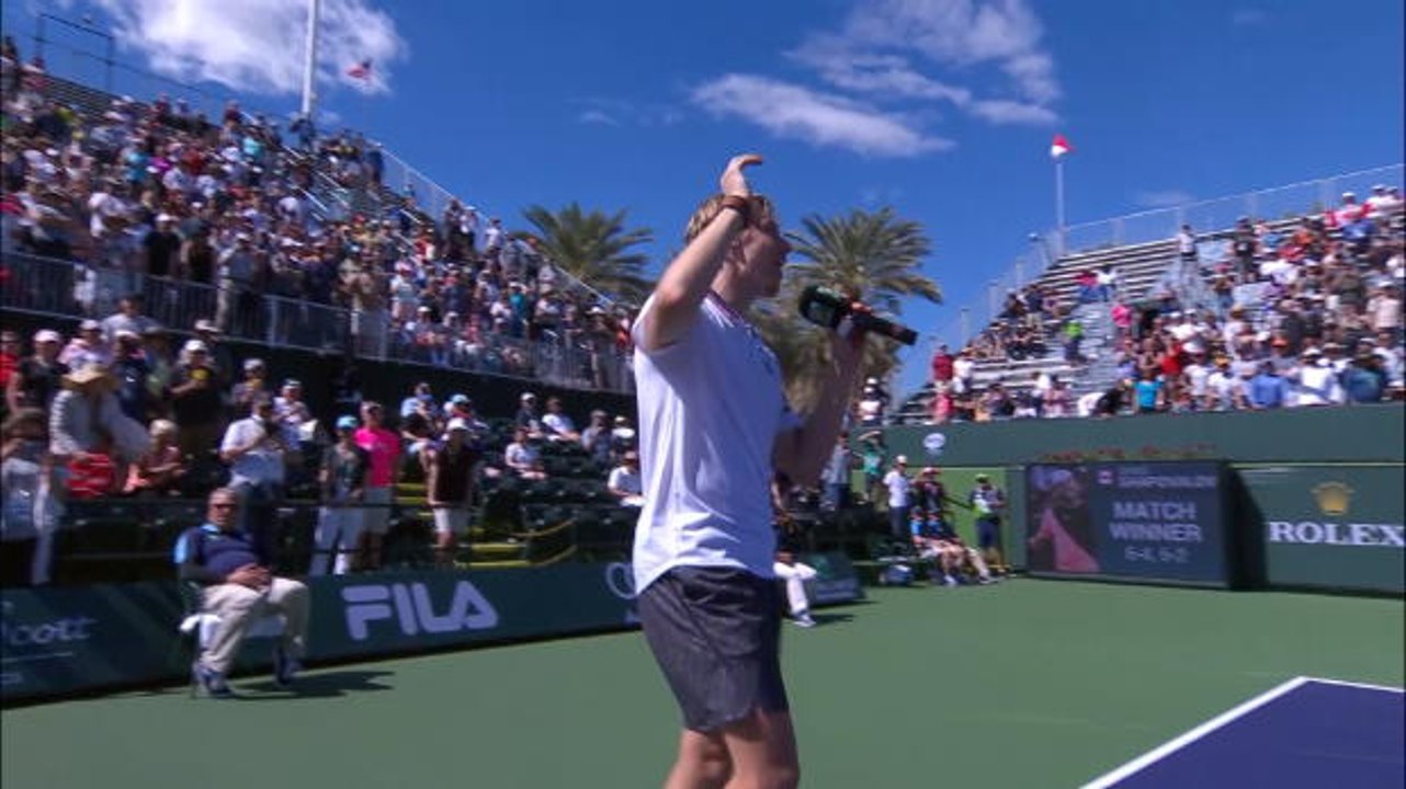 Shapovalov delivers awkward rap to Indian Wells crowd