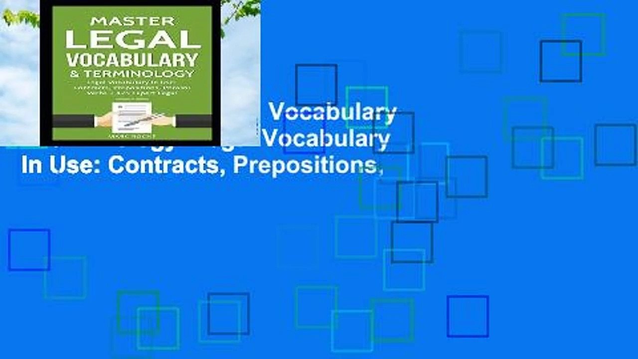 R.E.A.D Master Legal Vocabulary   Terminology- Legal Vocabulary In Use: Contracts, Prepositions,