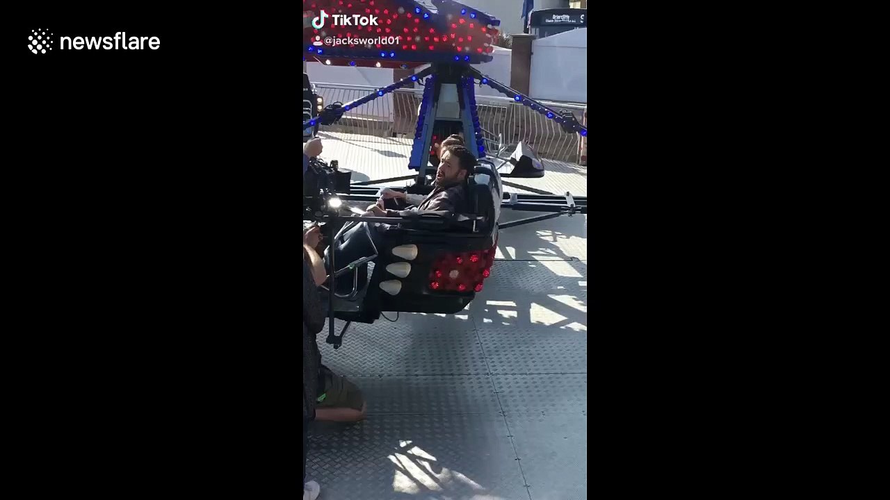 Jason Manford on fairground ride in Scarborough 'does' Peter Kay during filming of new show