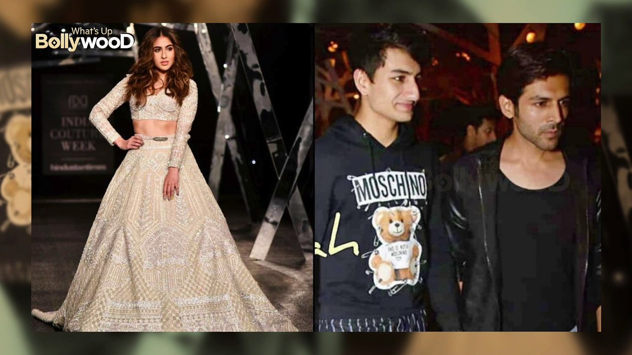 Sara Ali Khan Ramp Debut Kartik Aryan and Ibrahim Ali Khan Cheered From First Row