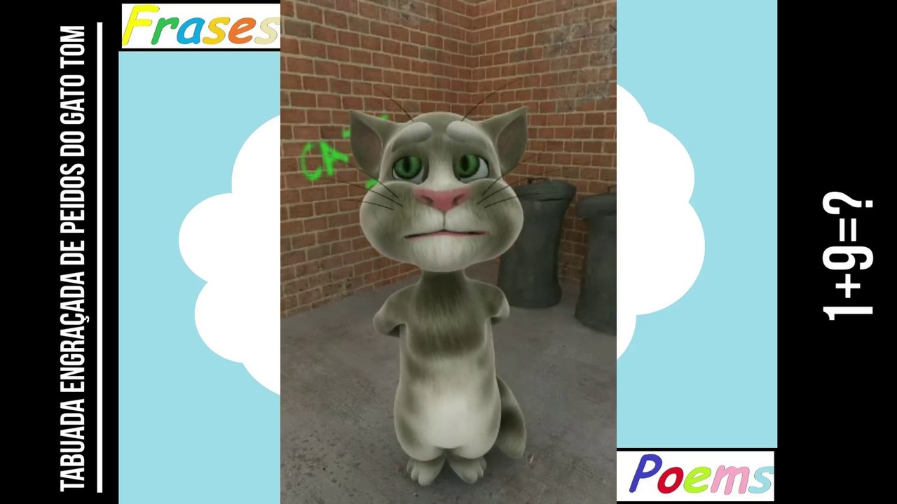 Tabuada engraçada de peidos do gato tom: 1+9=? [Frases e Poemas]