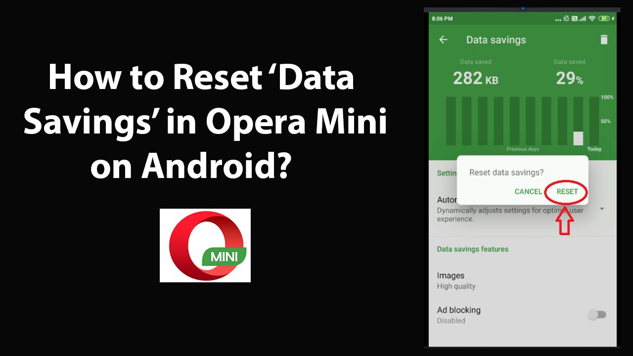How to Reset Data Savings in Opera Mini on Android?