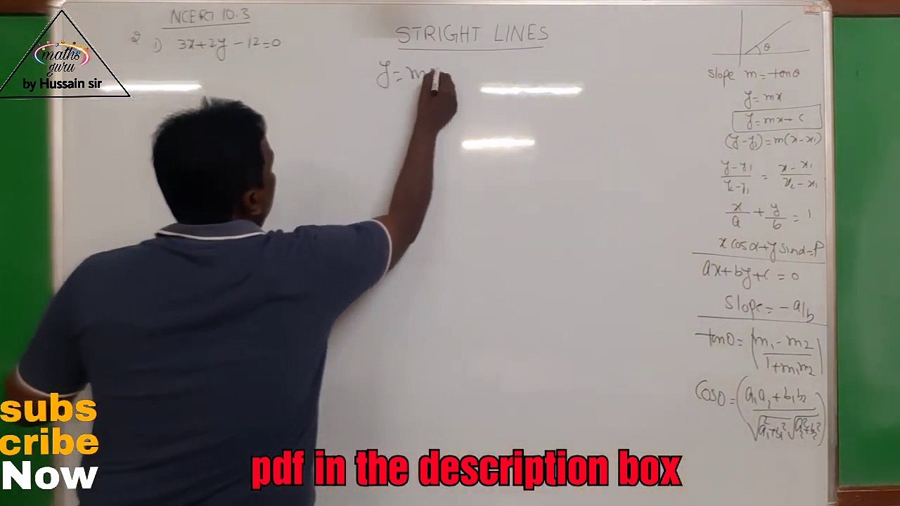 Straight linesNCERT Ex10.3 Solutions and Additional questions@maths guru by Husain sir