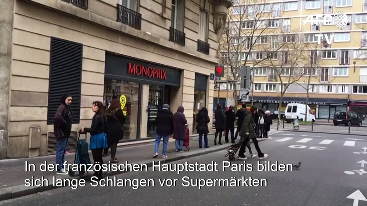 Lange Schlangen vor Supermärkten in Paris