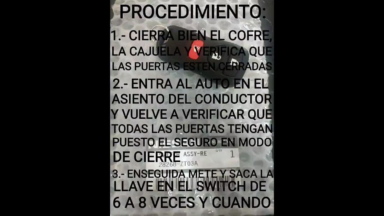 Cómo programar CONTROL DE ALARMA del Nissan Tiida 2020