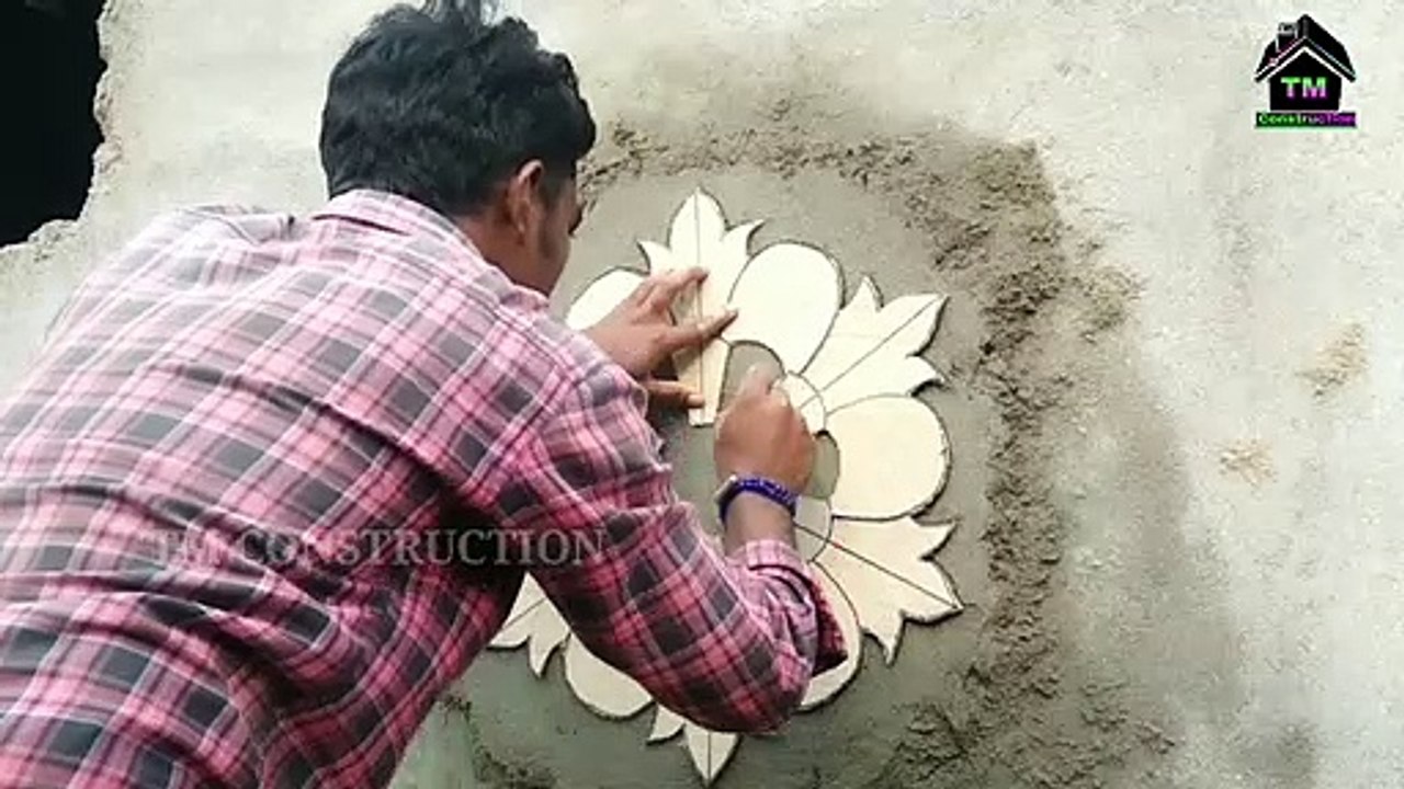 Wall flower design || Cement flower design || TM construction