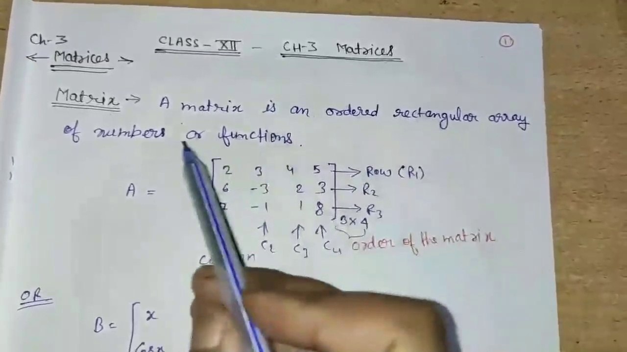Class 12 Ch-3 Matrices Ex-3.1 Concept
