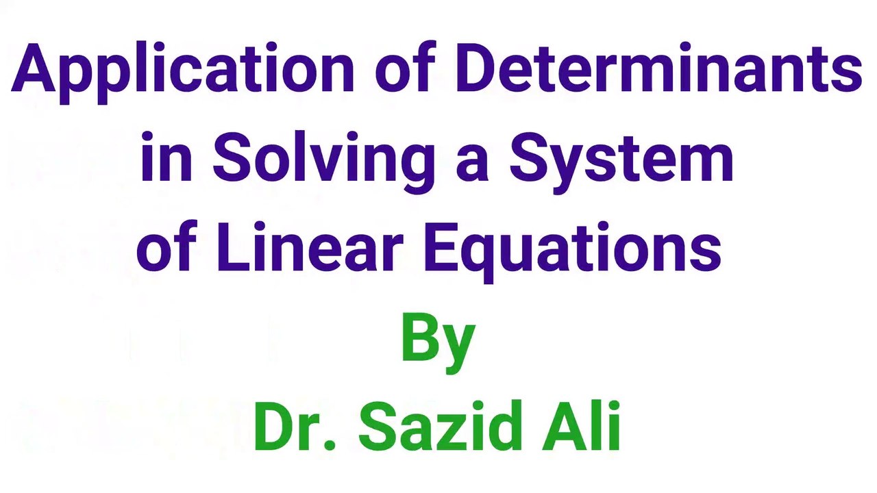 Application of Determinants
