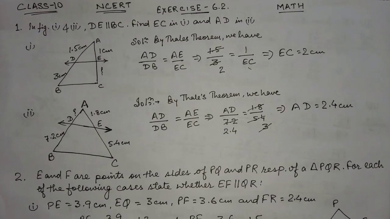 CLASS 10 MATH NCERT EXERCISE 6.2 SOLUTION