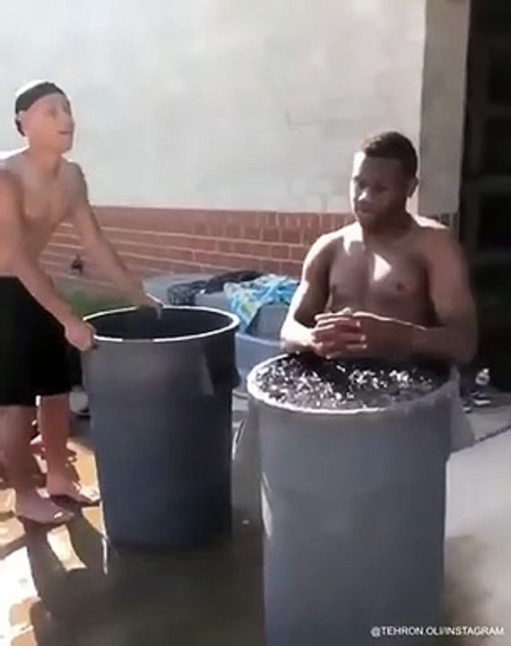 Two types of people in an ice bath