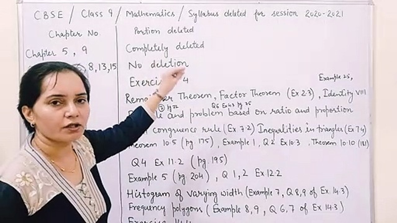 CBSE -- Class 09 -- Mathematics #Revised_Syllabus #Deleted_for_session_2020-2021 #Detailed_and_easy