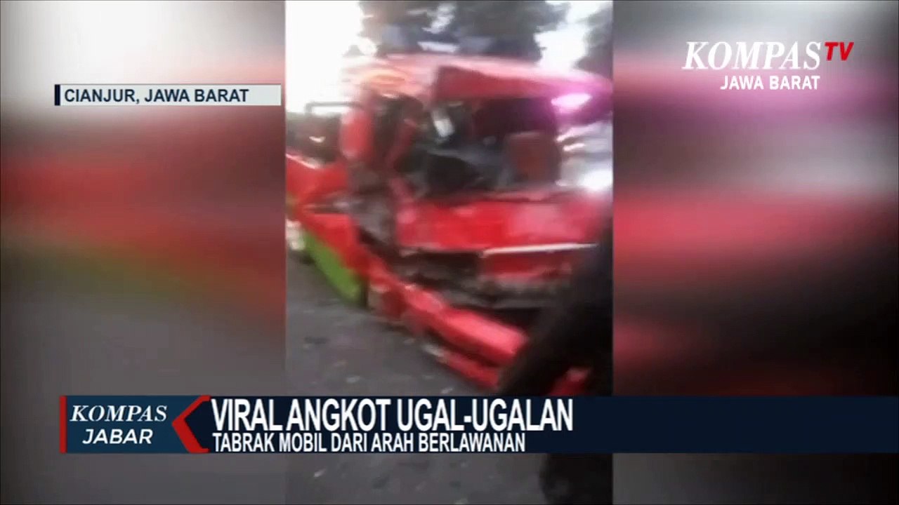 Viral Angkot Di Cianjur Ugal-Ugalan Berujung Tabrakan