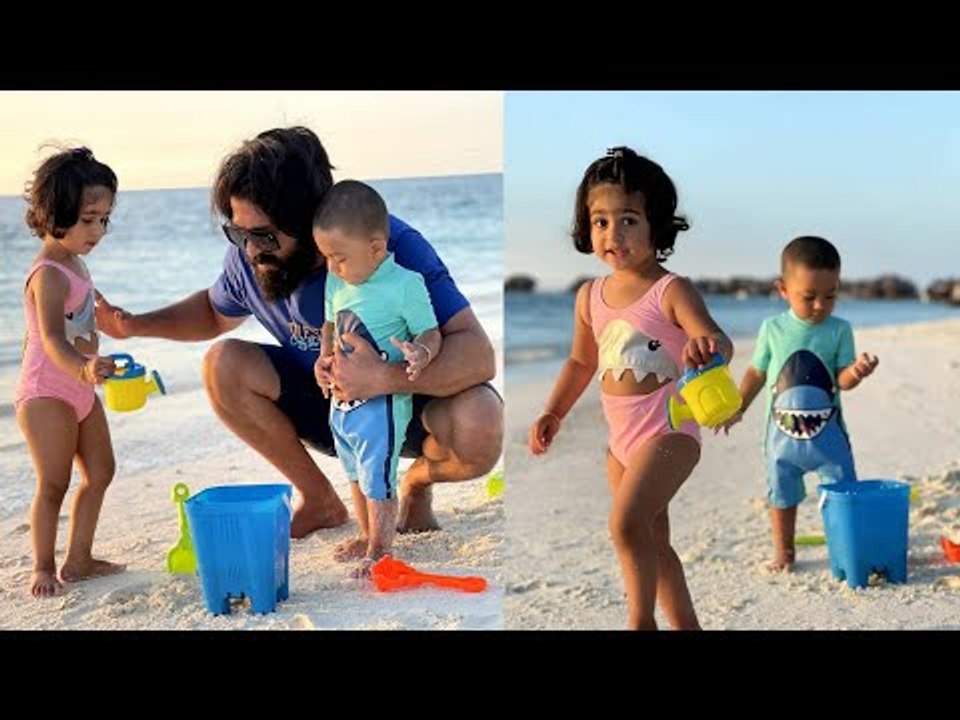 Rocking Star Yash Playing With Ayra and Yatharv In Maldives