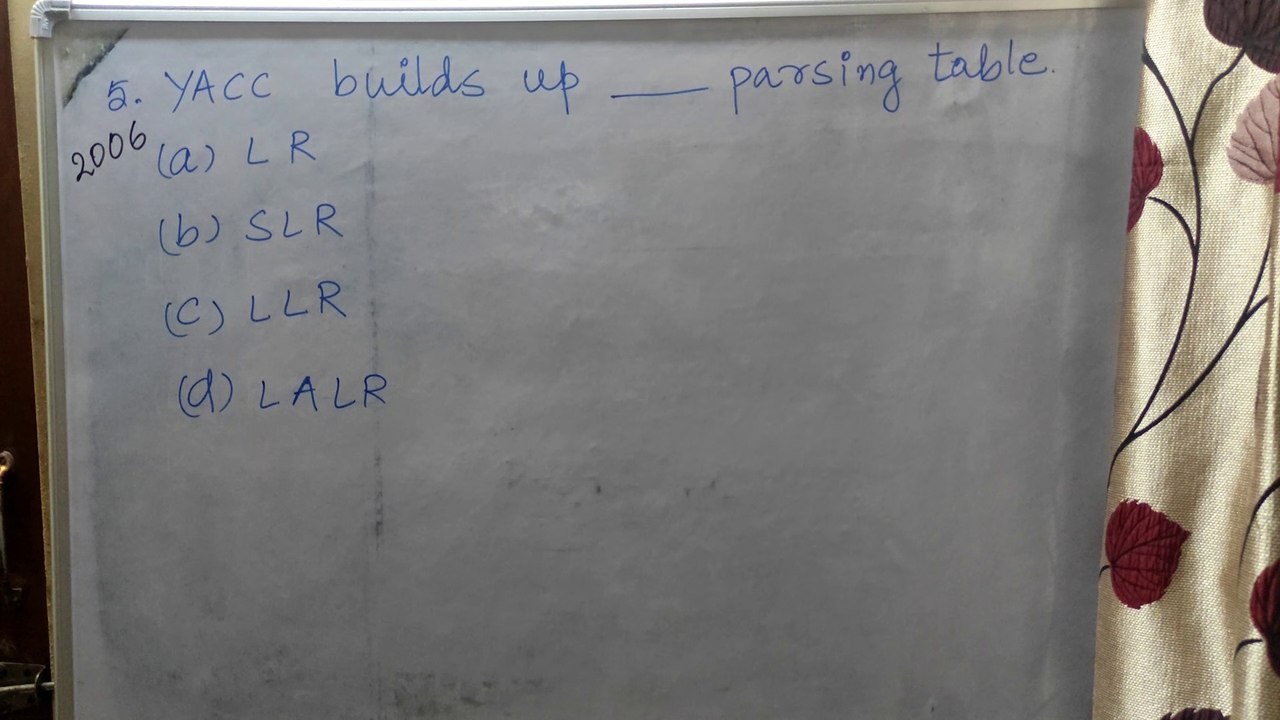Q5. YACC builds up ________ parsing table. /MrinaliniMahato