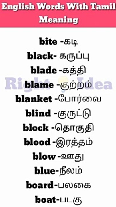 English Vocabulary ||Daily Use English Words|| With Tamil Meaning