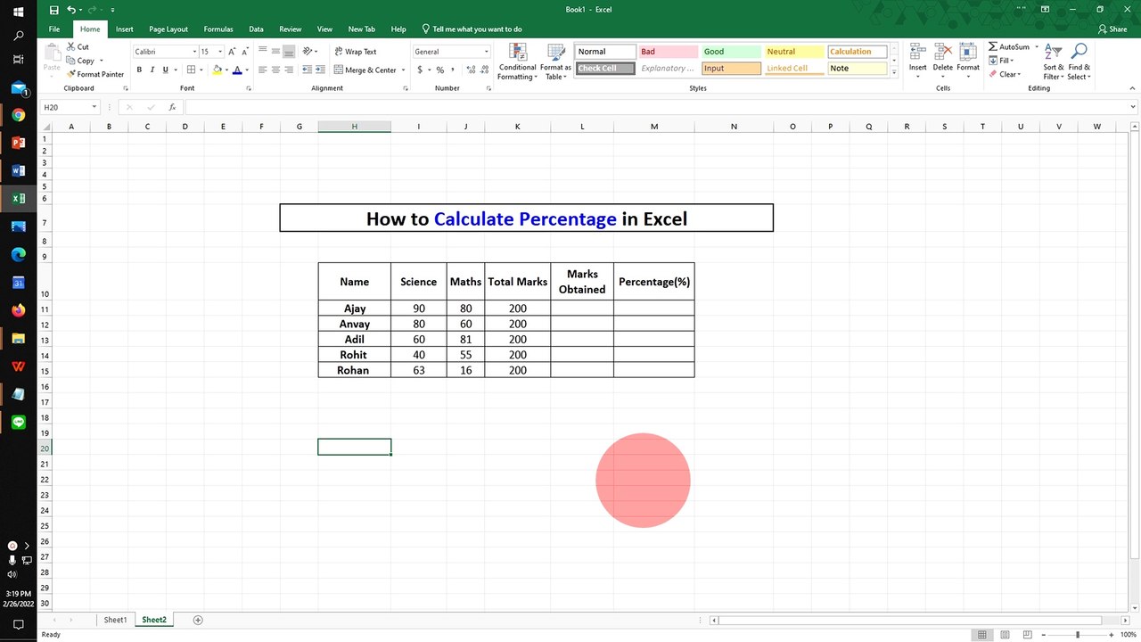How to Calculate Percentage in Excel