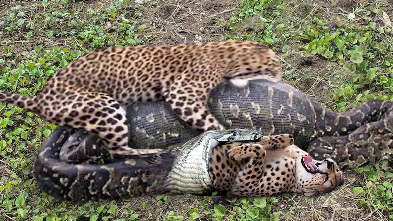 when a leopard and a lion tease a giant  python ! watch to know what could happen!