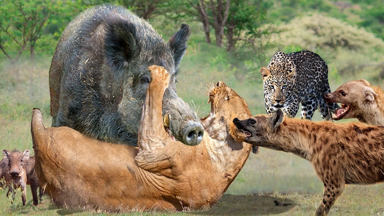 when herd  hyenas attack and devour a lion