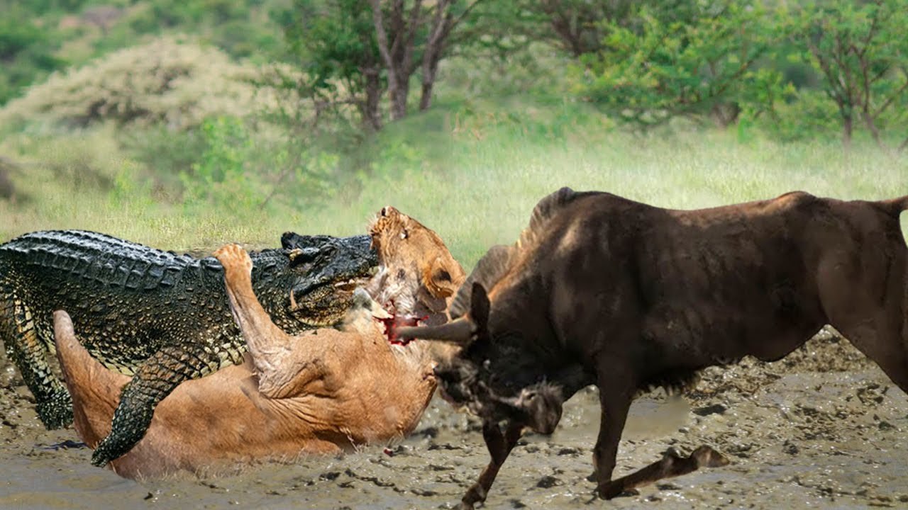 one animal VS  3 wild Animals  , can  this cute animal fight Crocodile, Lion, Hyena...
