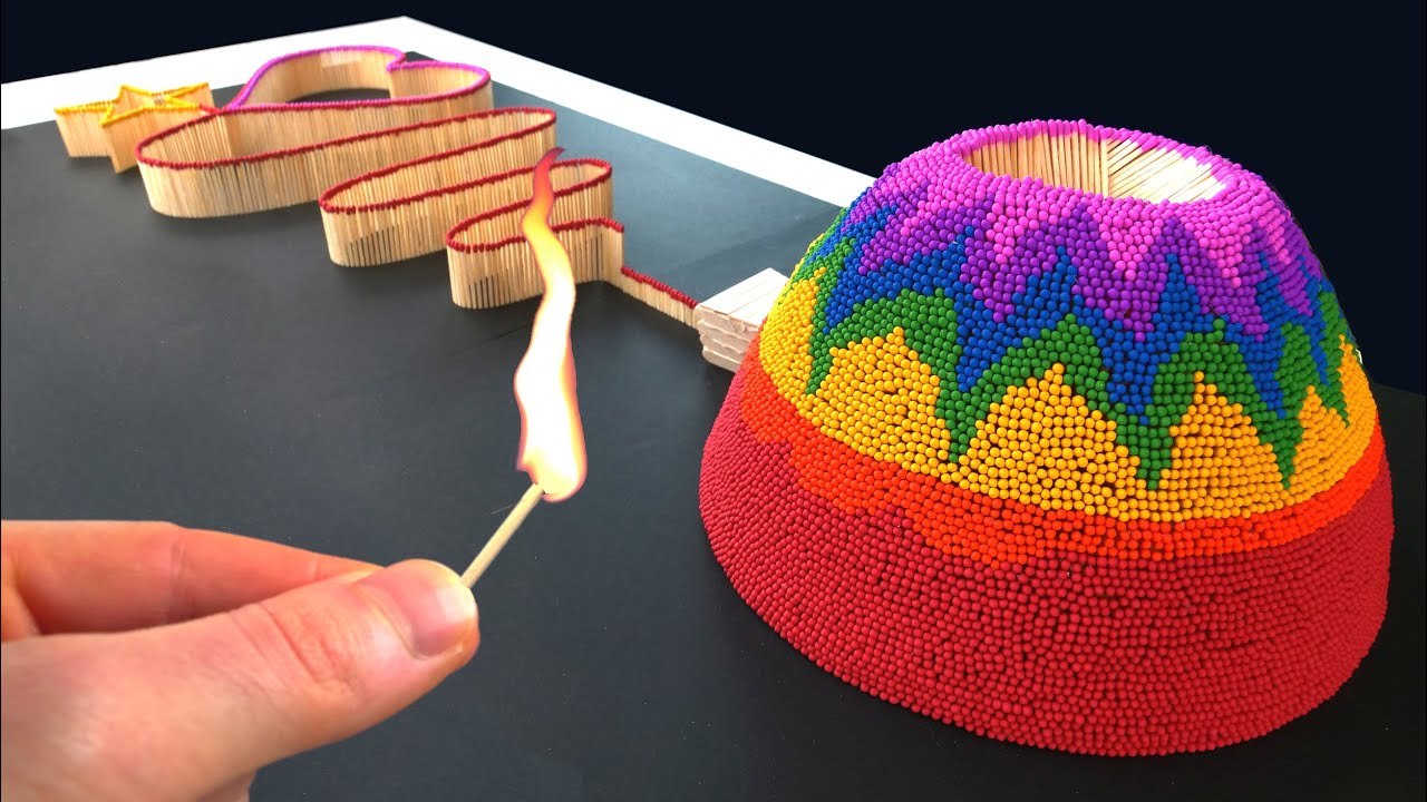 MATCH VOLCANO  (matches facing outwards)