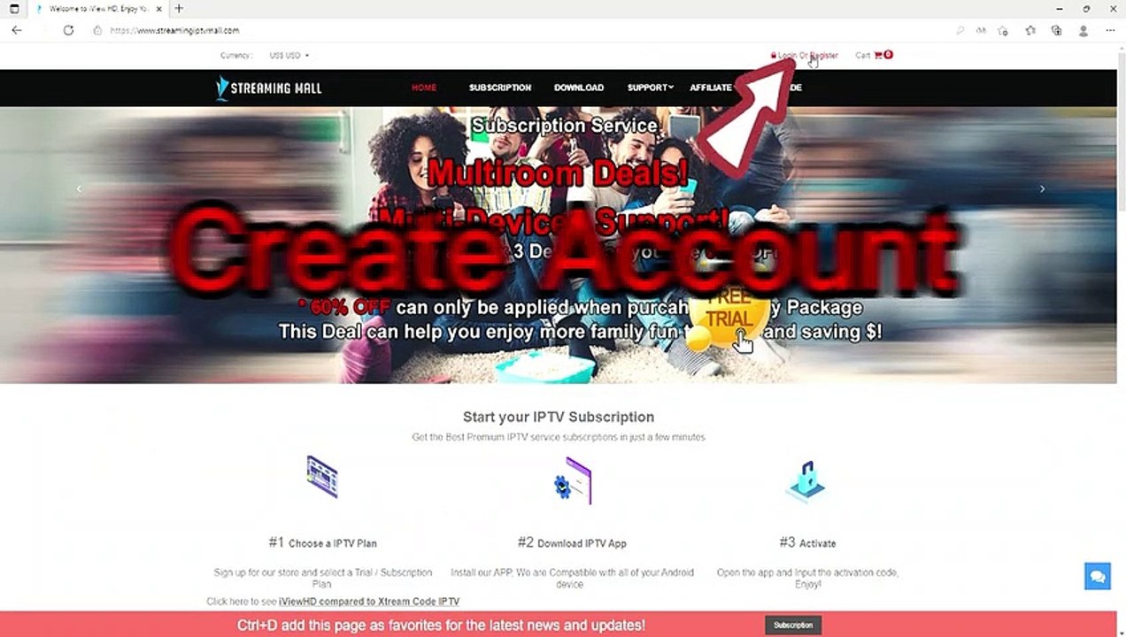 How to start IPTV Trial for Free in iviewHD