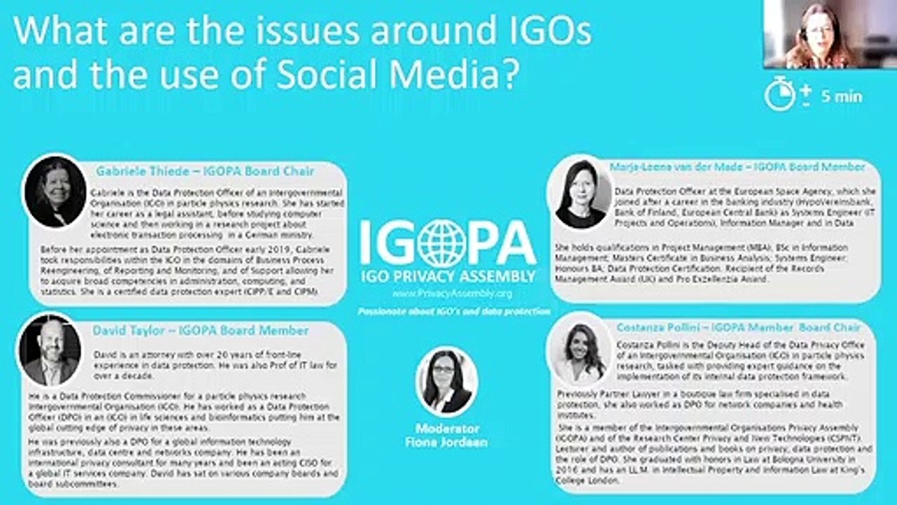 What are the issues around IGO and the use of social media 5min IGOPA