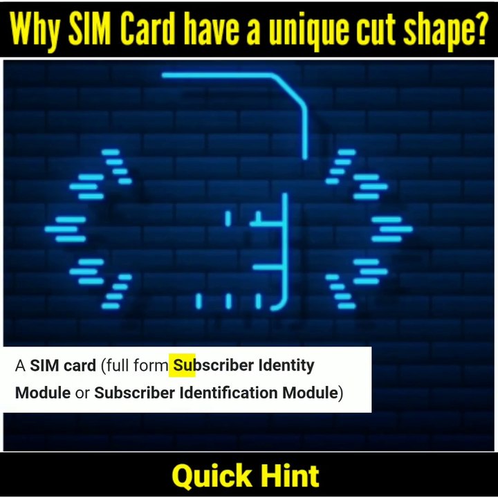 99% लोग नहीं जानते सिम कार्ड के बारे में ये बातें | Why SIM Cards have a unique cut shape? | quick hint