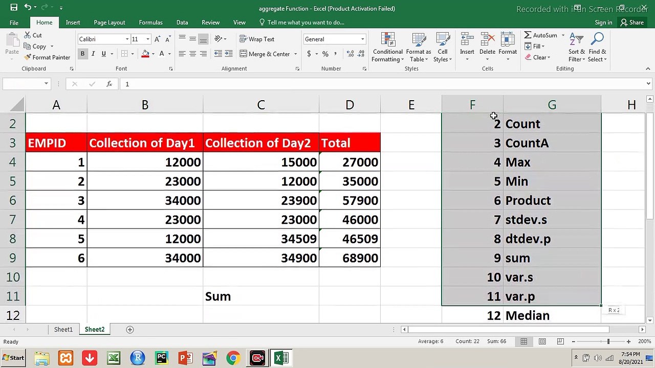 Aggregate Function in Excel in Hindi | Excel Sheet Aggregate Function