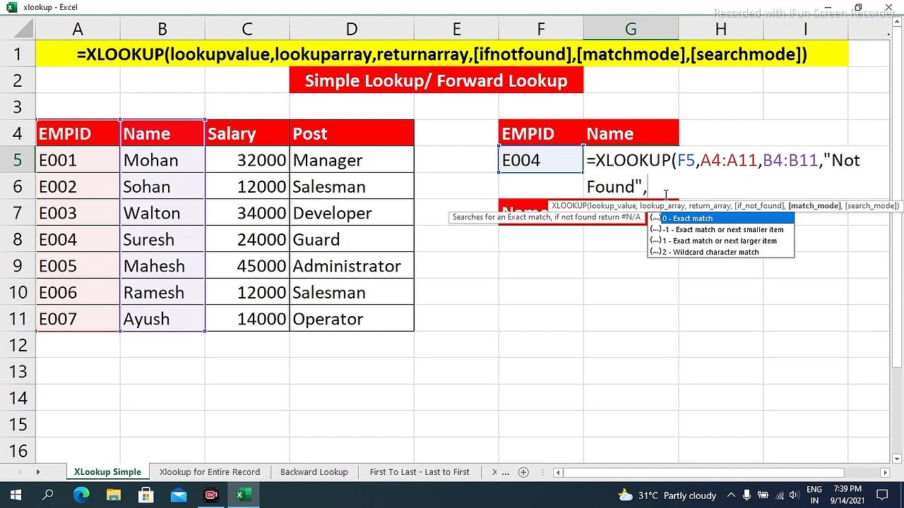 Xlookup Function in Excel with 5 Examples