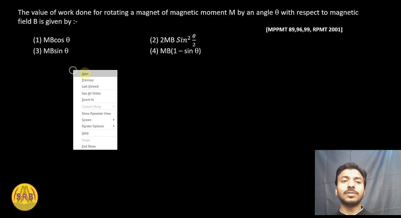 Can a magnetic field do work on a magnetic dipole? What is the formula of magnetic field due to magnetic dipole? What is the formula of work done in magnetic field? What is the magnetic field of a magnetic dipole?
