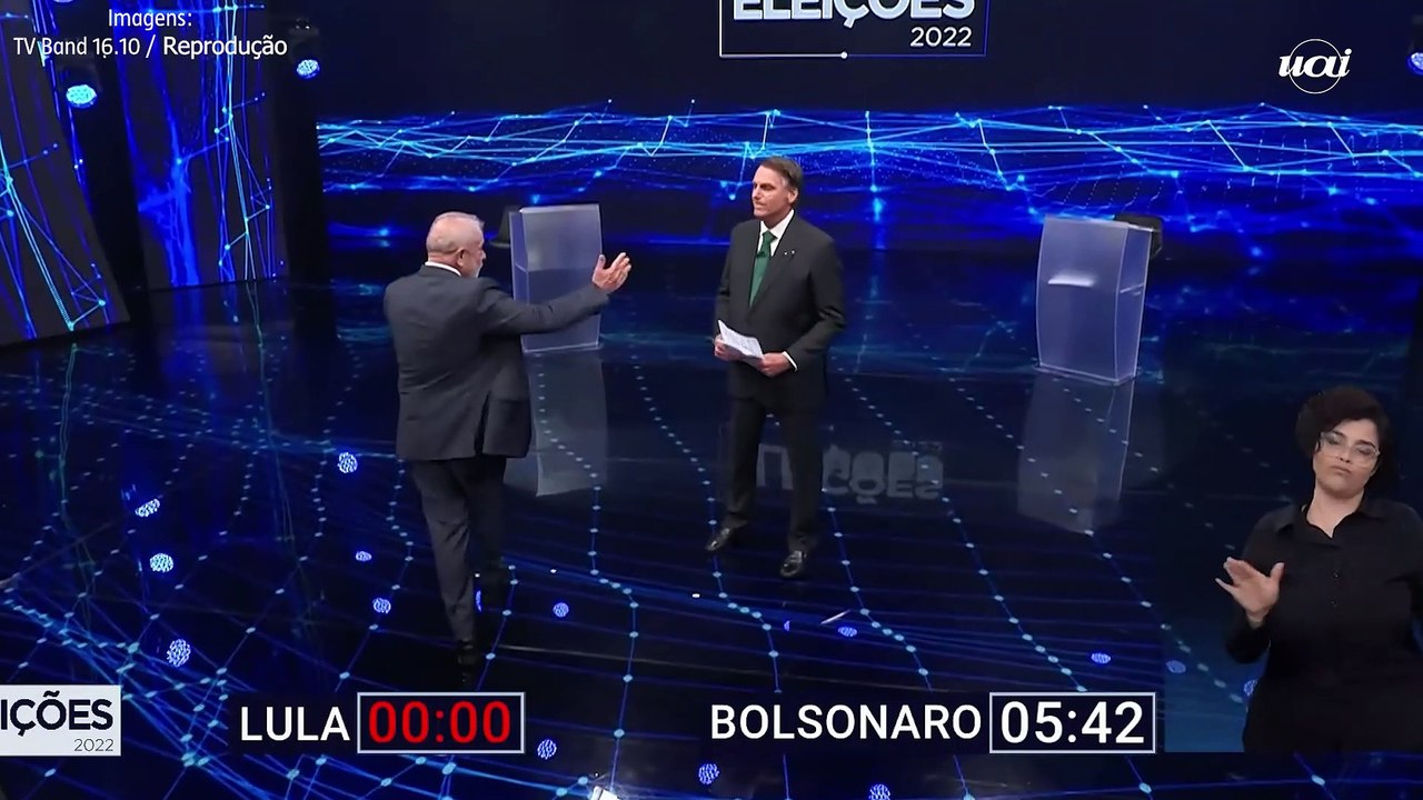 Debate entre Lula e Bolsonaro: Lula esgota o tempo e Bolsonaro fala por cinco minutos sem interrupções