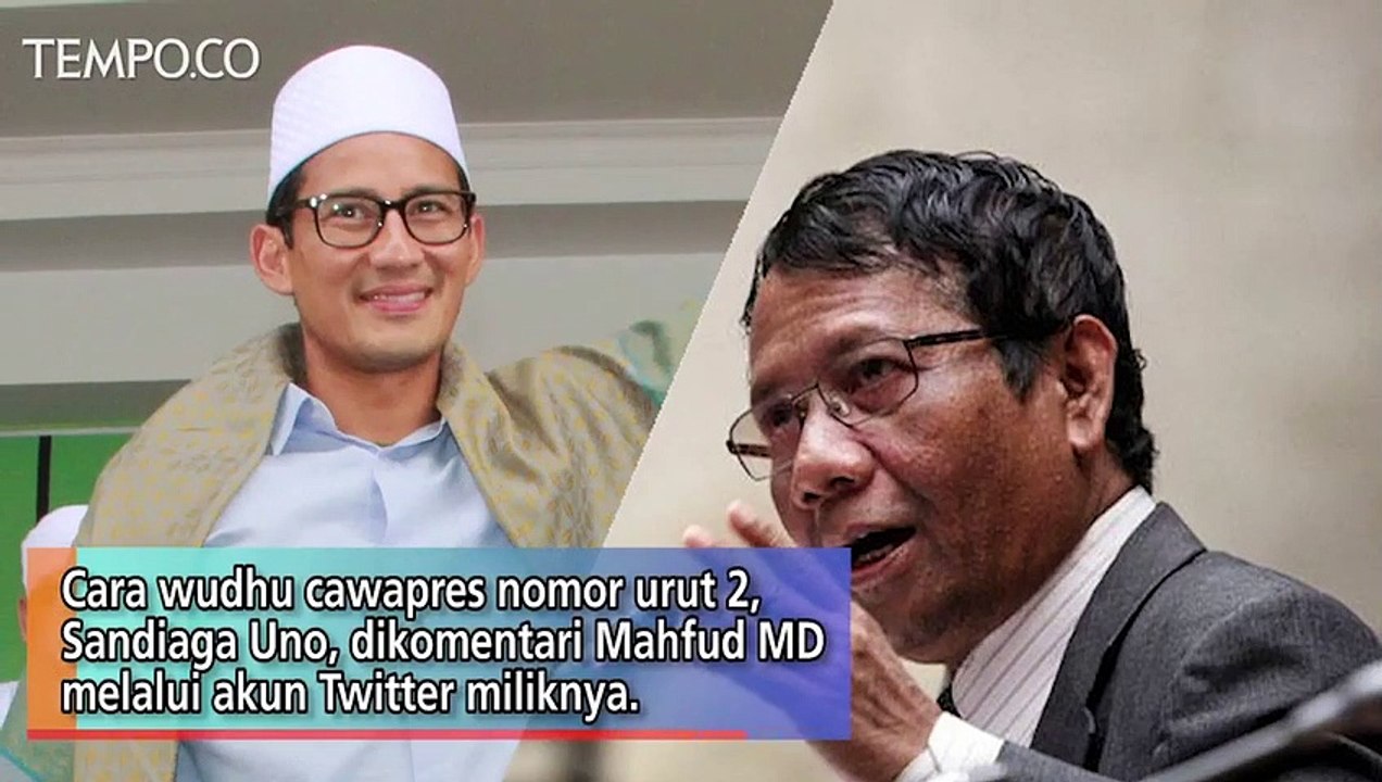 Cara Wudhu Sandiaga Uno Pakai Gayung Dikomentari Mahfud MD
