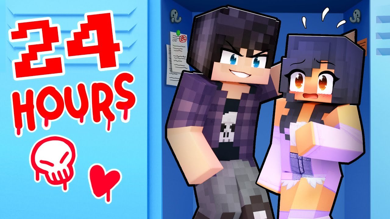 24 HOURS in a LOCKER In Minecraft ! Aphmau