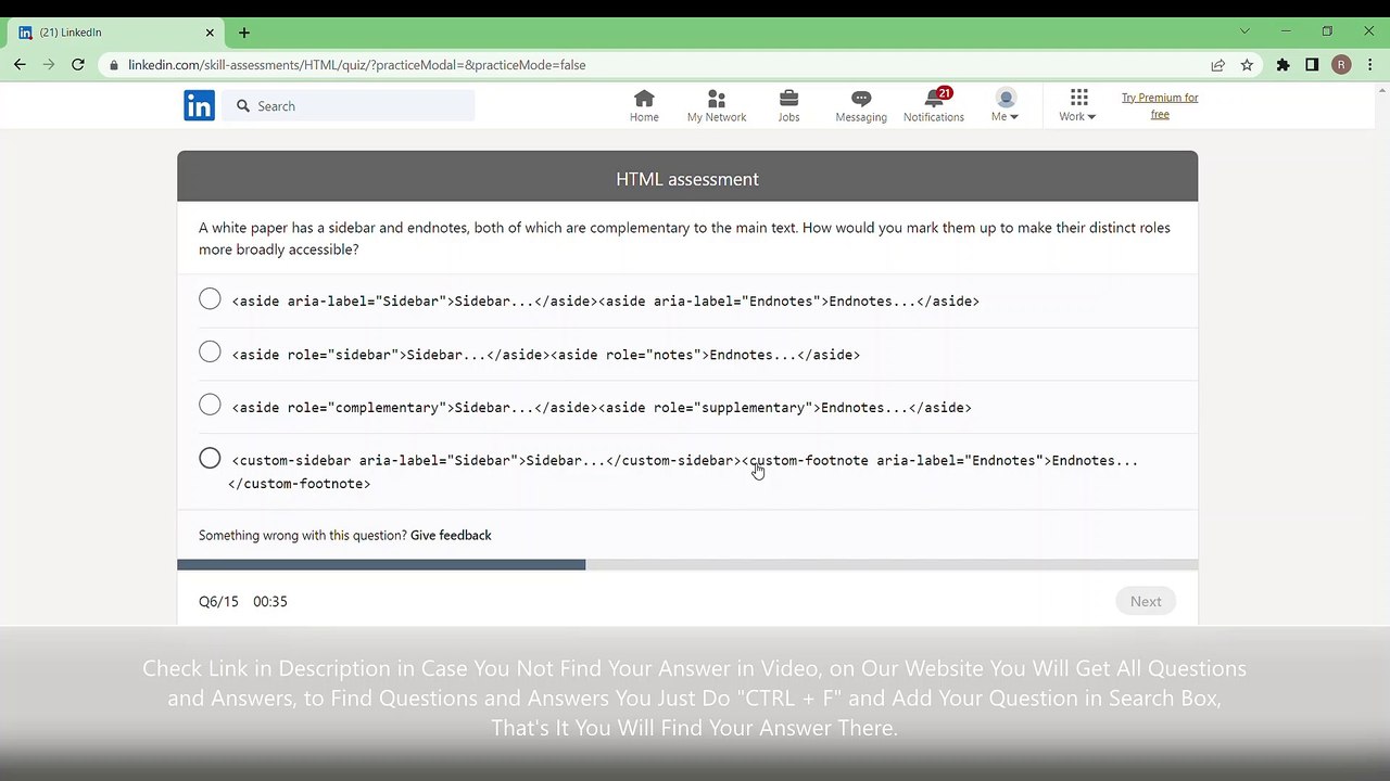 LinkedIn HTML Assessment Answers 2024 | How to Get Verified LinkedIn Badge?