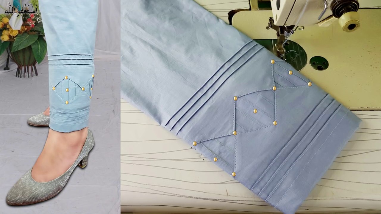 ✅Stylish Pintex Trouser Design Poncha Design fancy Design How To Make at Home ((2022))