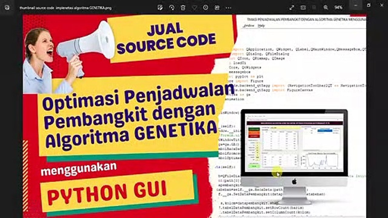 JUAL SOURCE CODE MURAH | Optimasi Penjadwalan Pembangkit Algoritma Genetika Menggunakan PYTHON GUI