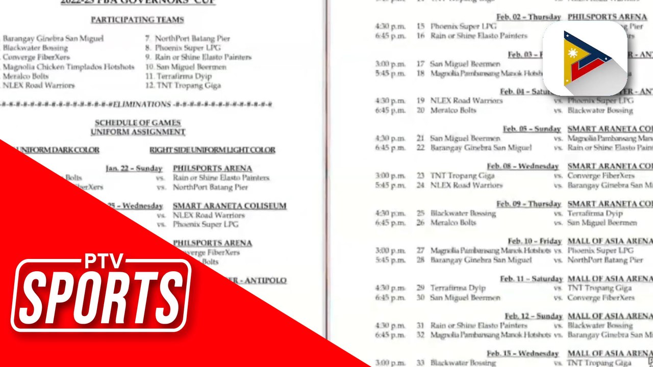 PBA, naglabas na ng schedule ng PBA Gov's Cup