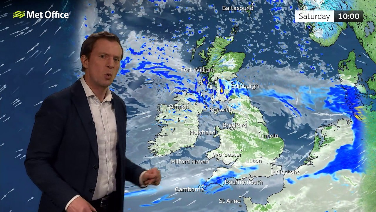 Met Office Evening Weather Forecast 17/02/23 Rain and hill snow in north overnight
