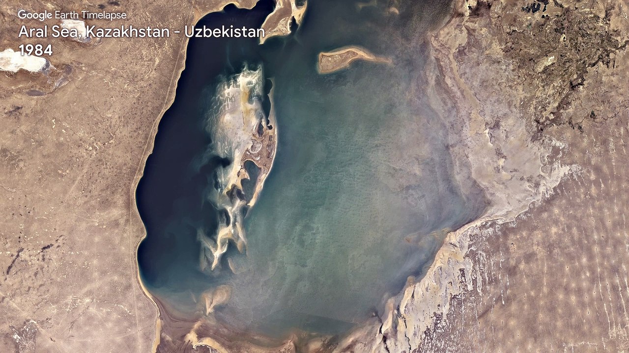 Disparition de la mer d'Aral en Timelapse