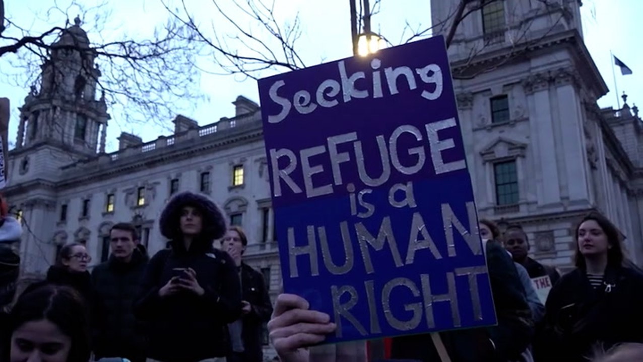 Hundreds gather outside parliament to protest government’s Illegal Migration Bill