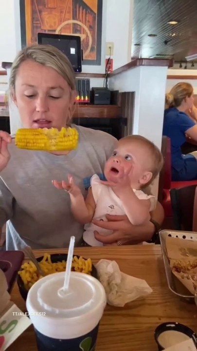 Cute-baby He doesn't want to share |food| with his mother #mom