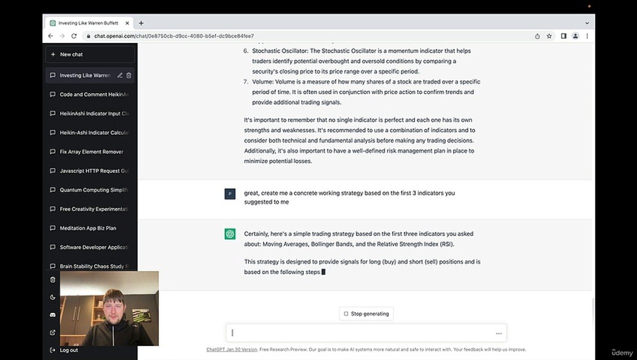 ChatGPT in Finance Trading - Create an algorithmic trading strategy using ChatGPT