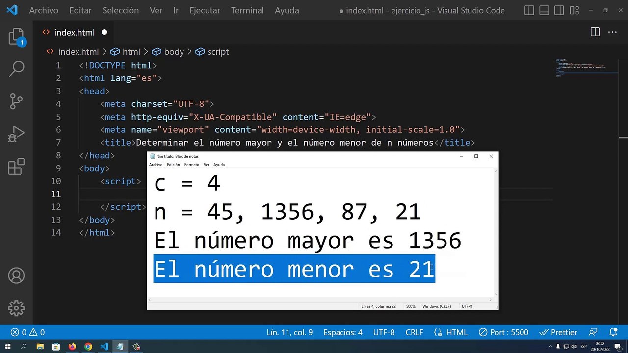 Determinar el número mayor y el número menor de n números en JavaScript