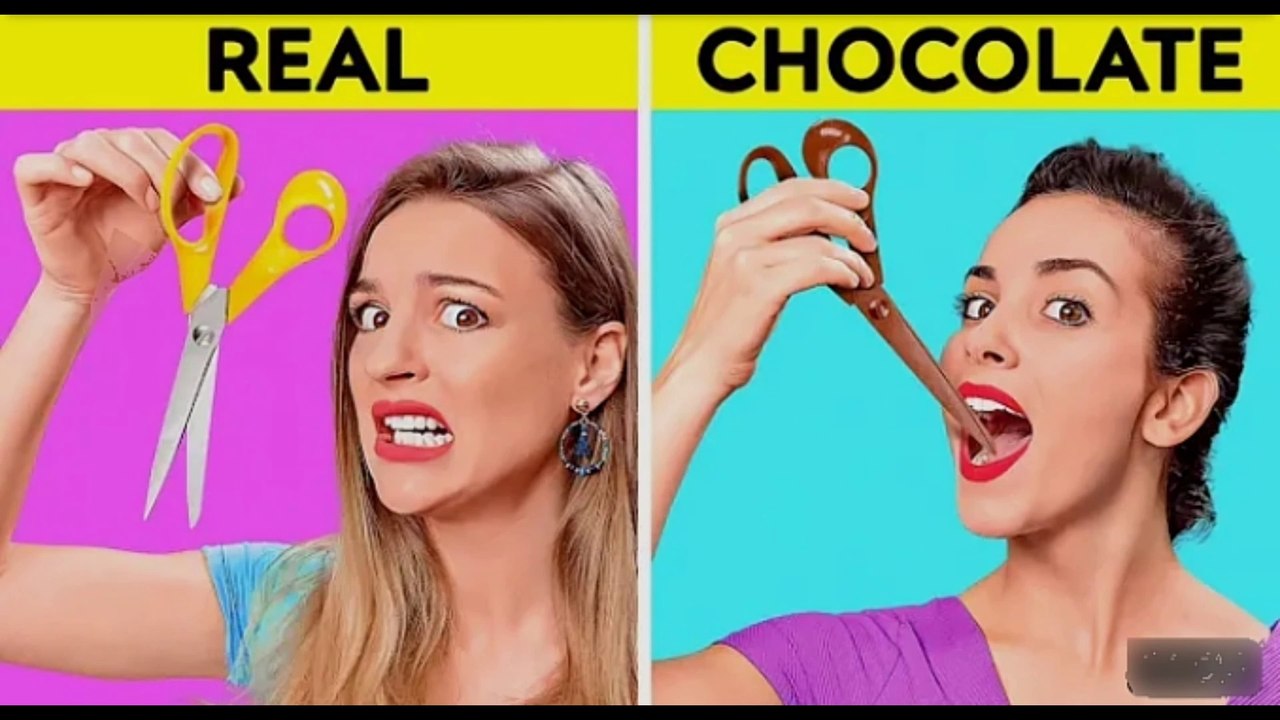 REAL VS CHOCOLATE FOOD CHALLENGE || Last To STOP Eating Wins! Taste Test by 123 GO! FOOD